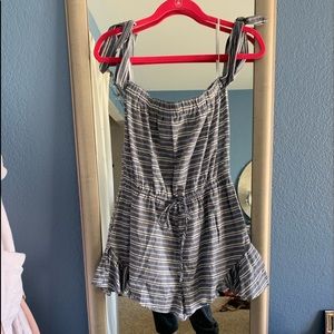 Striped off the shoulder romper